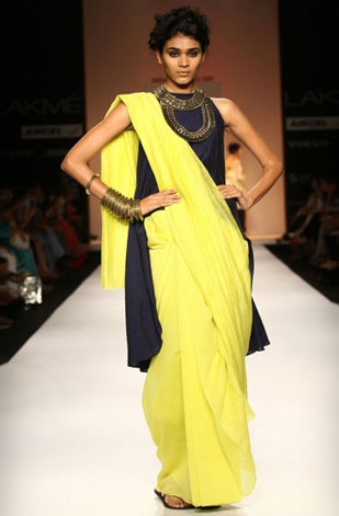 latest-saree-trends-2016-designs-designer-jacket-and-long-sleeves-payal-singhal-yellow