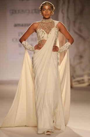latest-saree-trends-2016-designs-designer-long-train-gaurav-gupta-satin-white