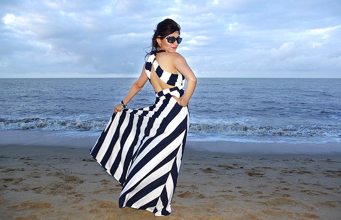 Nautical Boho Look: Beach Maxi Dress Outfit