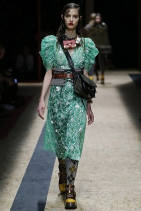 prada fashion week show fw16 rtw fall winter dress green 2