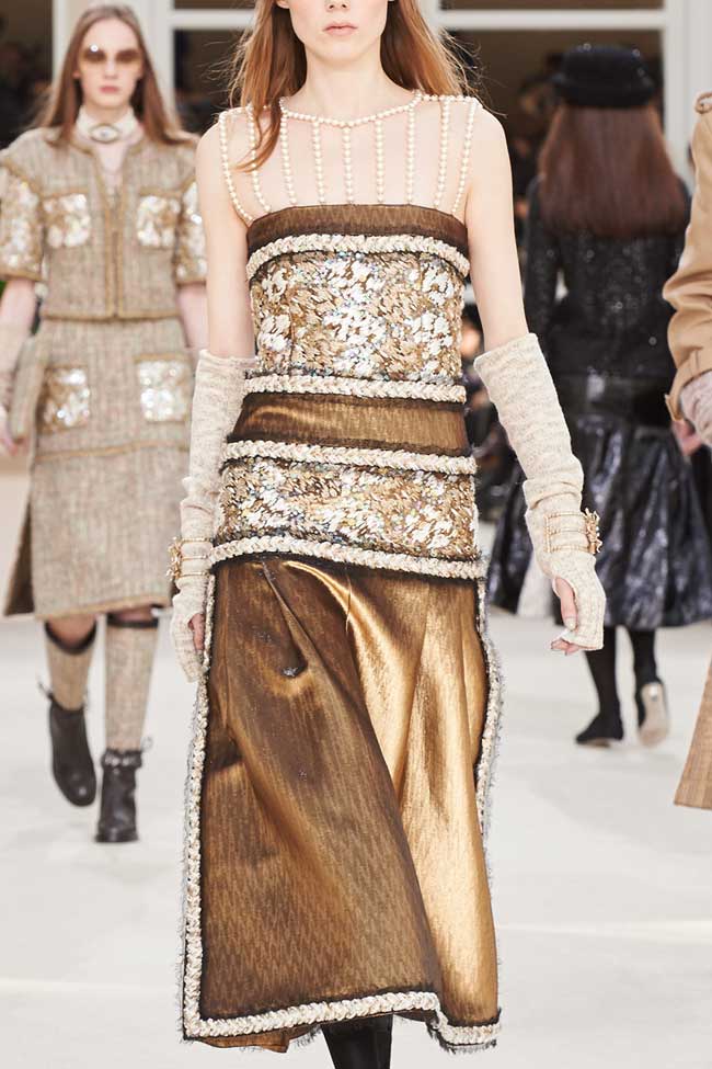 chanel-gold-skirt-metallic-dress-fw16-fall-winter-2016-latest-fashion-trends