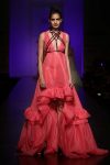 Gauri-and-nainika-latest-indian-designer-gowns-trend-asymmetric-rose-pink-ruffle-dress-spring-summer-2017