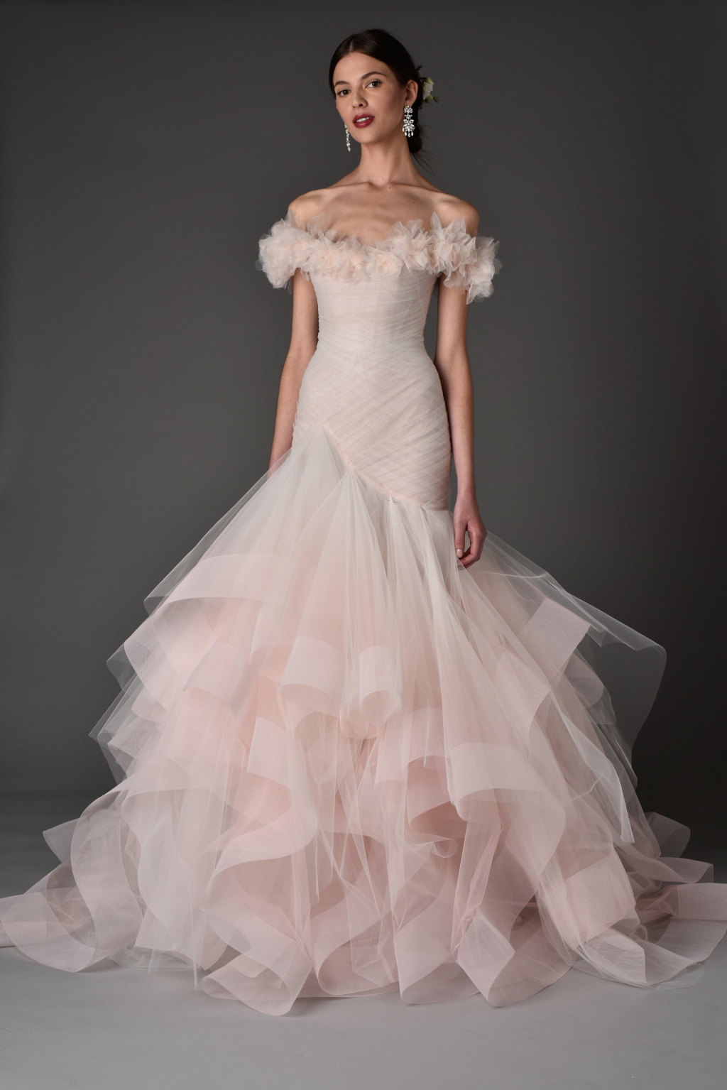  top-different-types-of-gowns-designer-marchesa-trumpet-style-off-shoulder-pink-color-asymmetric