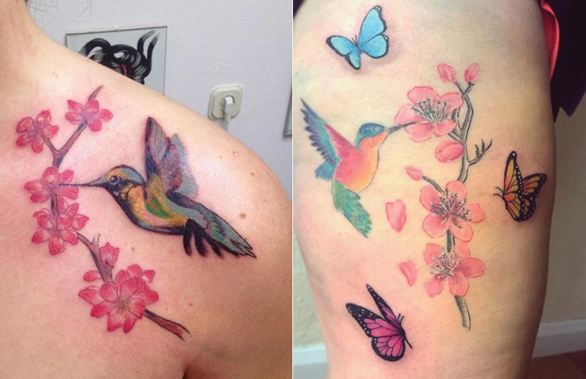 cherry-blossom-flower-tattoo-designs-ideas (4)-hummingbird