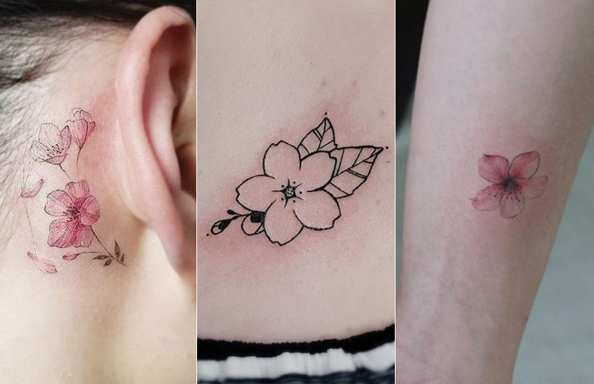 Black Cherry Blossom Tattoo Small