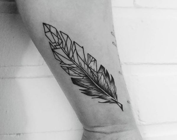 30 Geometric Feather Tattoo Designs For Men  Shaped Ink Ideas  Feather  tattoos Feather tattoo design Feather tattoo colour