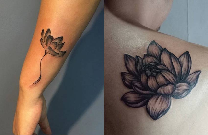 Pink lotus flower tattoo with black and grey elements by Camila  Maui  Tattoo Artist at MidPacific Tattoo  MidPacific Tattoo