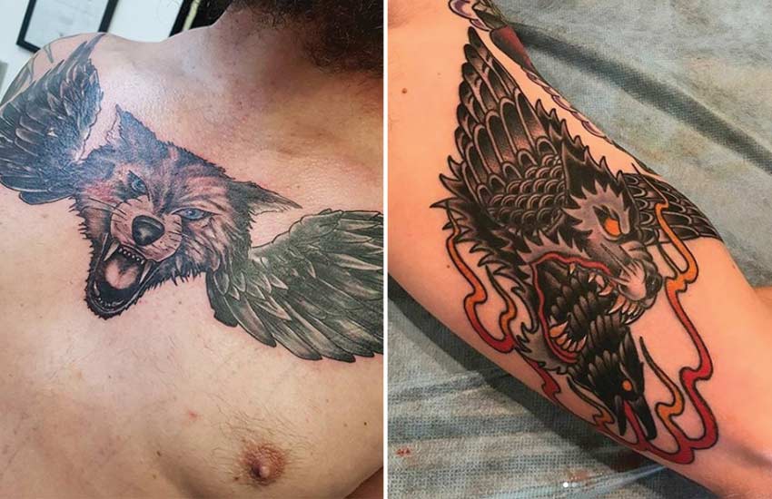 Jose Sainpere  Traditional Wolf Tattoo