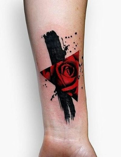 red-and-black-trash-polka-arm-tattoo-pinterest