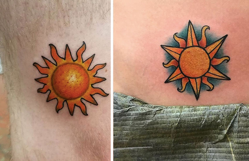 Small Minimalist Wave and Sun Temporary Tattoo  Set of 3  Tatteco