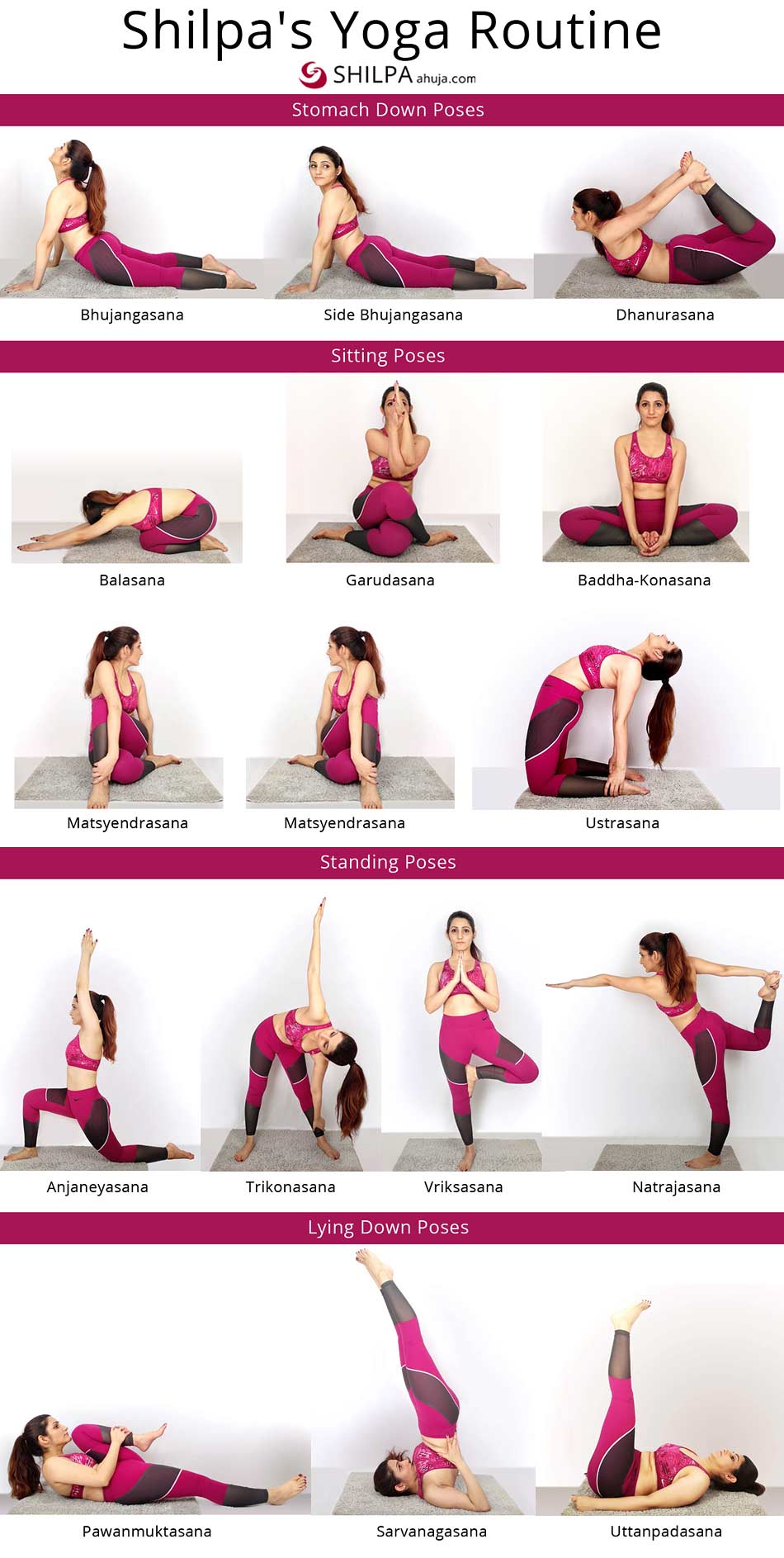 shilpas yoga routine basic yoga poses chart for beginners