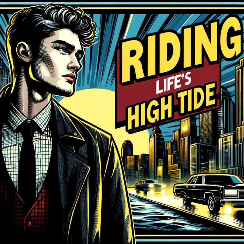 Riding life’s high tide. Short caption for boys